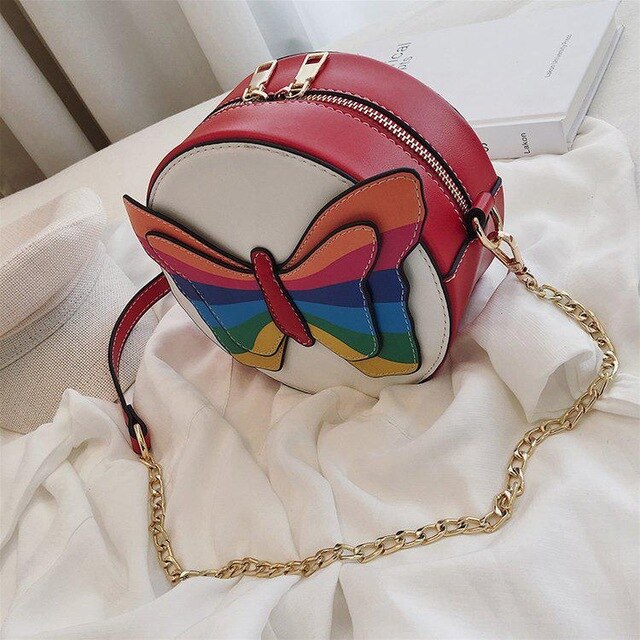 RAINBOW BUTTERFLY DETAILED CIRCLE BAG