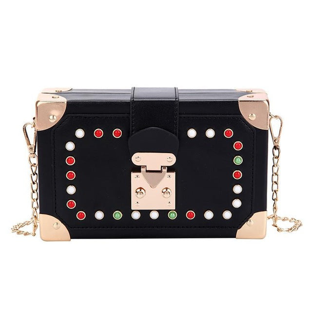 COLORFUL BEAD DETAILED BOX BAG