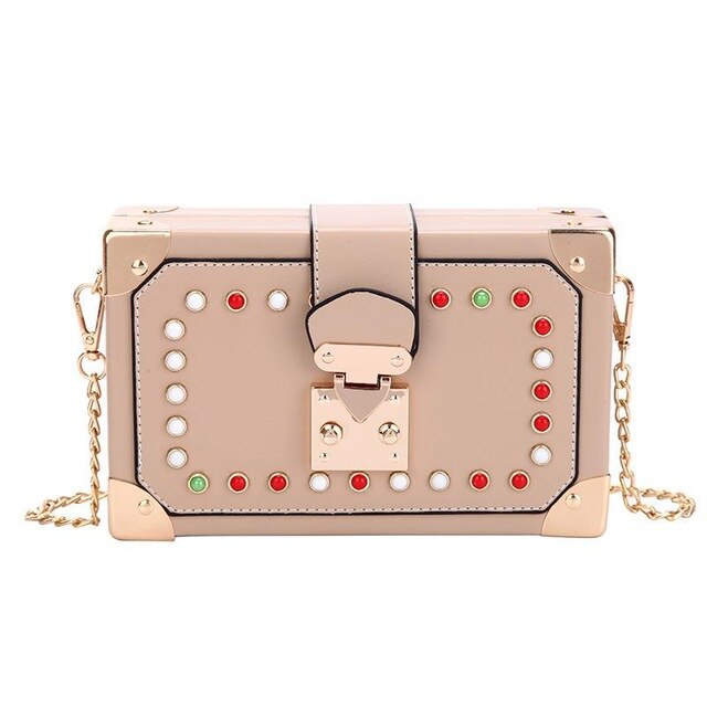 COLORFUL BEAD DETAILED BOX BAG