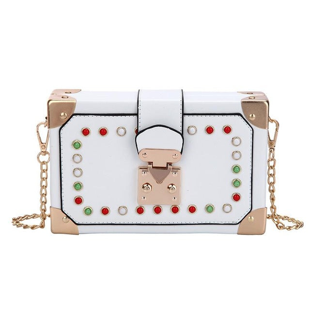 COLORFUL BEAD DETAILED BOX BAG