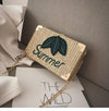SUMMER LEAVES PRINTED STRAW BOX BAG